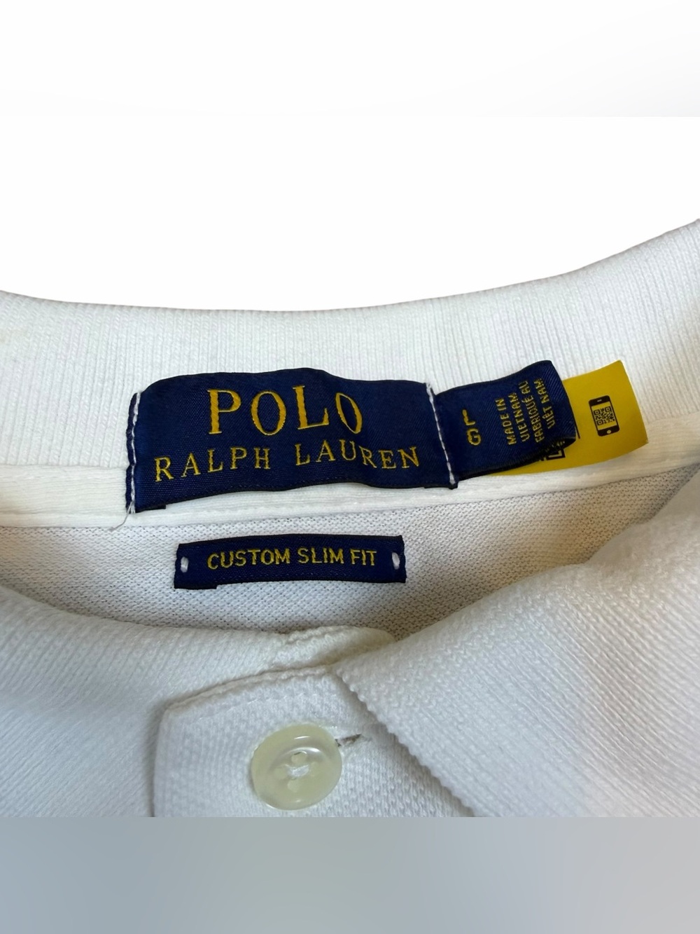 Polo Ralph Lauren Custom Slim USA Flag Big Pony Mesh Polo Shirt White Sz L - Picture 8 of 9